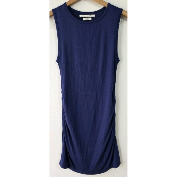 RVCA x Camille Rowe Women Sleeveless Mini Dress Sz S Navy Blue‎ Surf Beach NEW - Picture 2 of 6
